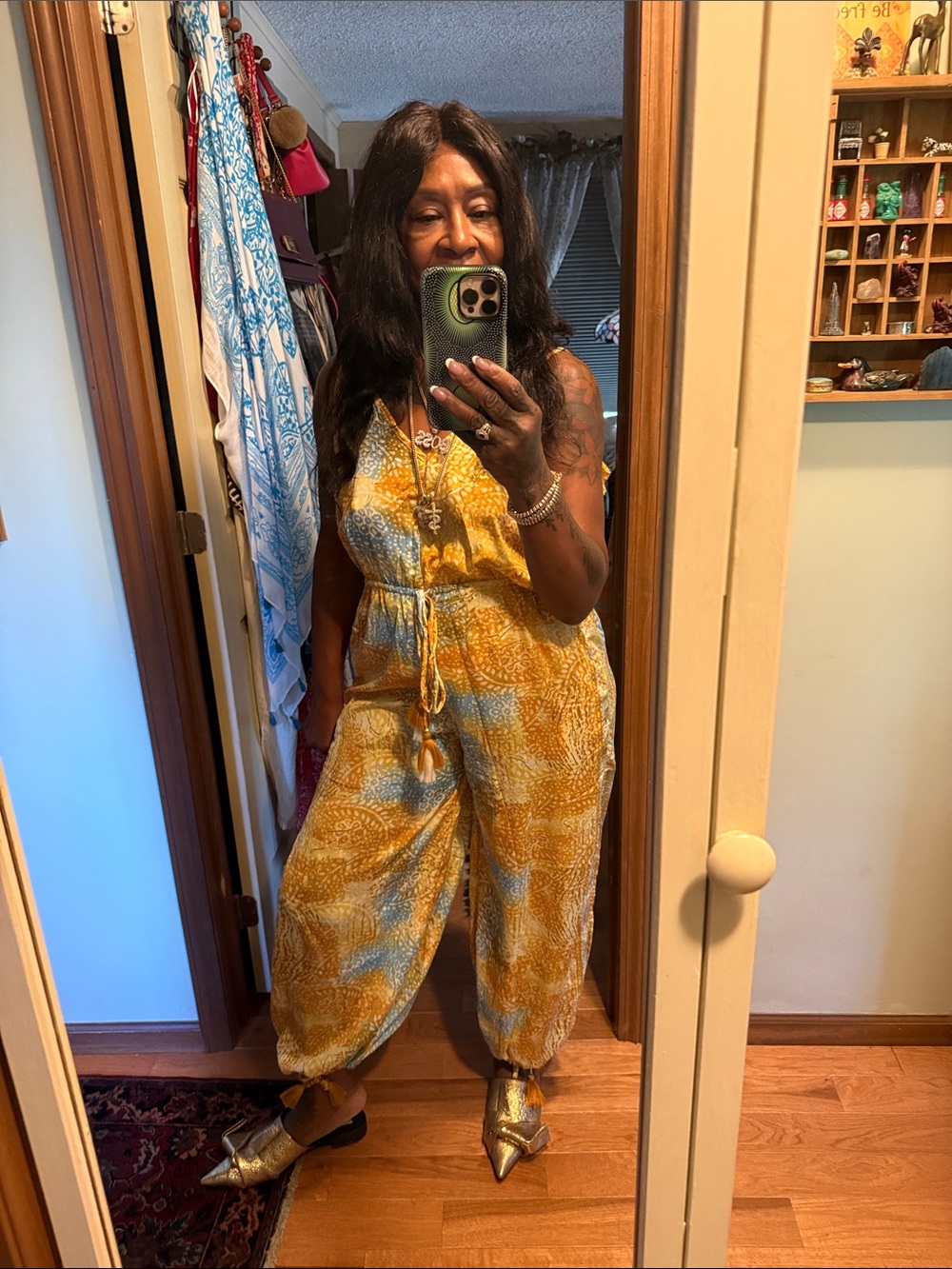 Sleeveless Yellow Patterned Women’s Jumpsuit